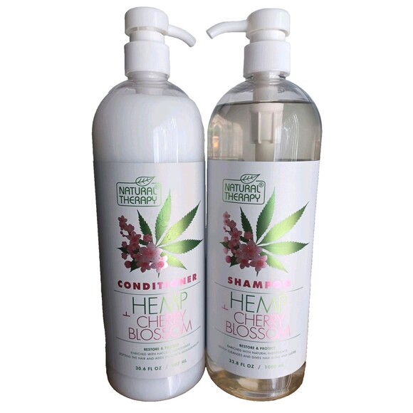 Natural Therapy Hemp Cherry Blossom Shampoo 33.8oz Conditioner 30.6oz New Sealed - Picture 1 of 1